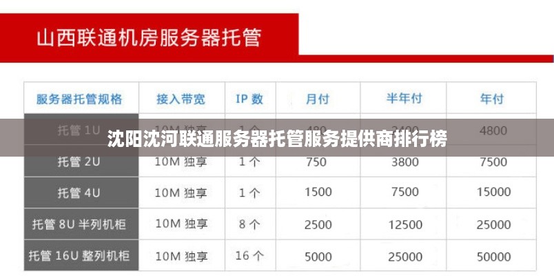 沈阳沈河联通服务器托管服务提供商排行榜