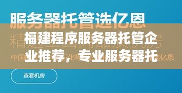 福建程序服务器托管企业推荐，专业服务器托管服务选择