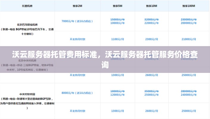 沃云服务器托管费用标准，沃云服务器托管服务价格查询