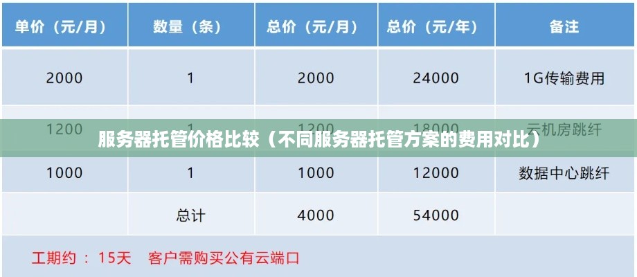 服务器托管价格比较（不同服务器托管方案的费用对比）