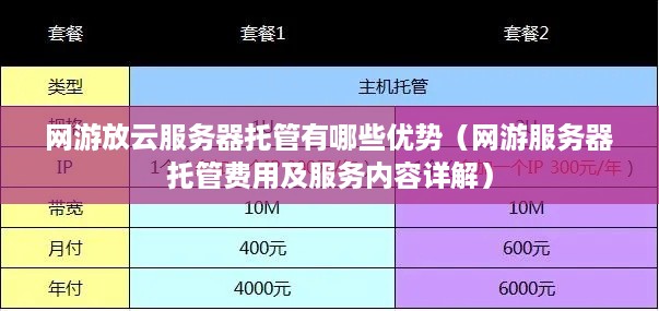 网游放云服务器托管有哪些优势（网游服务器托管费用及服务内容详解）