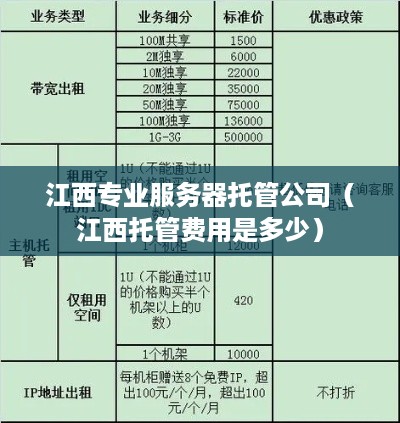 江西专业服务器托管公司（江西托管费用是多少）