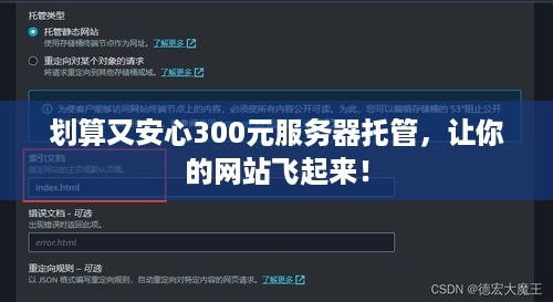 划算又安心300元服务器托管，让你的网站飞起来！