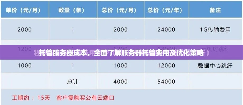 托管服务器成本，全面了解服务器托管费用及优化策略
