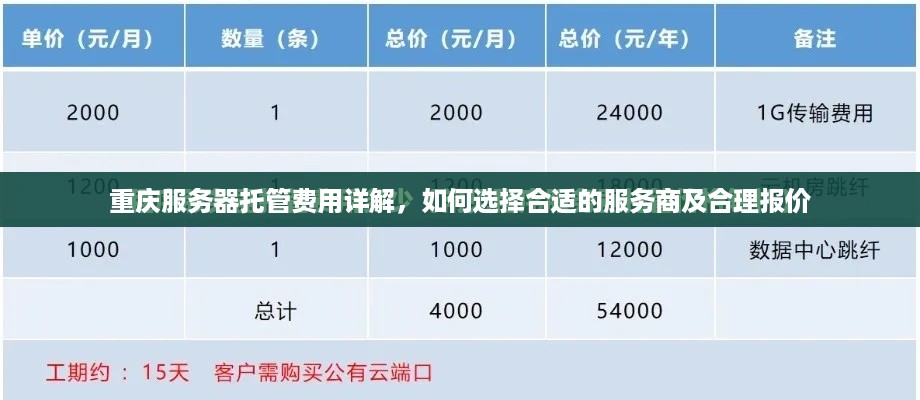 重庆服务器托管费用详解，如何选择合适的服务商及合理报价