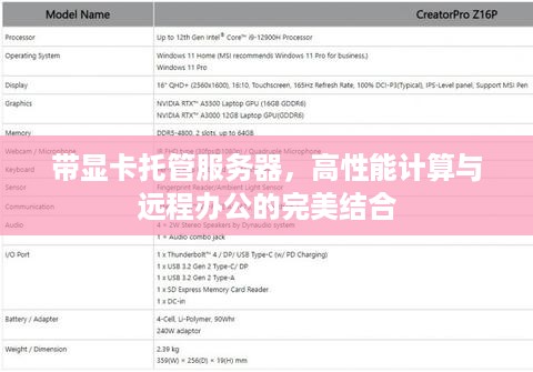 带显卡托管服务器，高性能计算与远程办公的完美结合