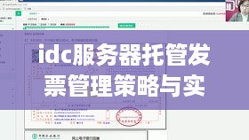 idc服务器托管发票管理策略与实践