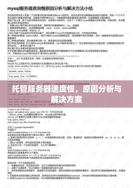 托管服务器速度慢，原因分析与解决方案