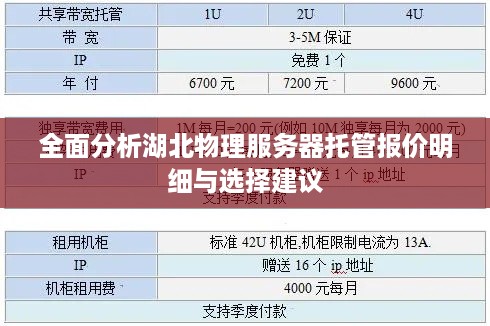 全面分析湖北物理服务器托管报价明细与选择建议