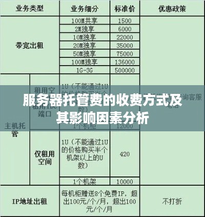 服务器托管费的收费方式及其影响因素分析