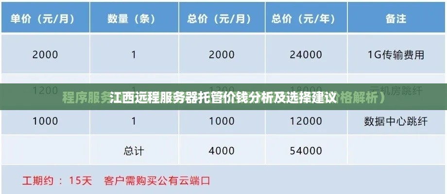 江西远程服务器托管价钱分析及选择建议