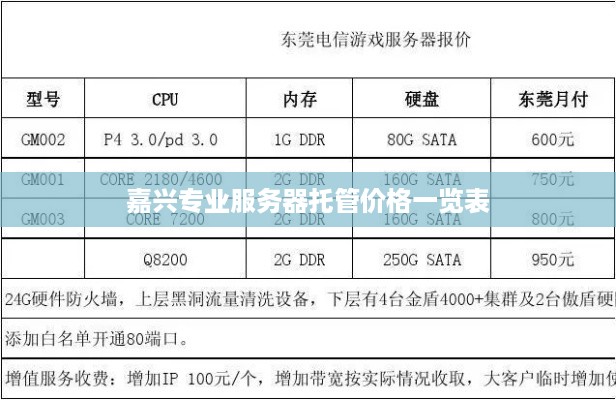 嘉兴专业服务器托管价格一览表