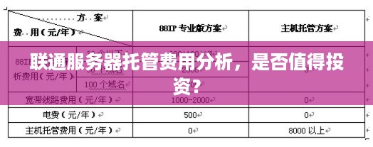 联通服务器托管费用分析，是否值得投资？