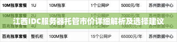 江西IDC服务器托管市价详细解析及选择建议