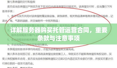 详解服务器购买托管运营合同，重要条款与注意事项