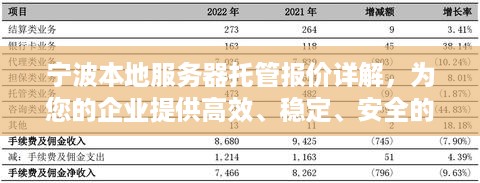 宁波本地服务器托管报价详解，为您的企业提供高效、稳定、安全的IT解决方案