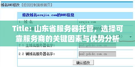 Title: 山东省服务器托管，选择可靠服务商的关键因素与优势分析
