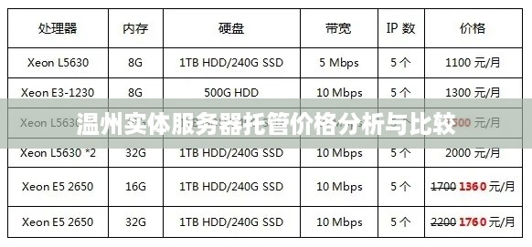 温州实体服务器托管价格分析与比较