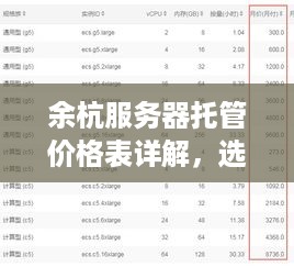 余杭服务器托管价格表详解，选择合适的服务器托管服务