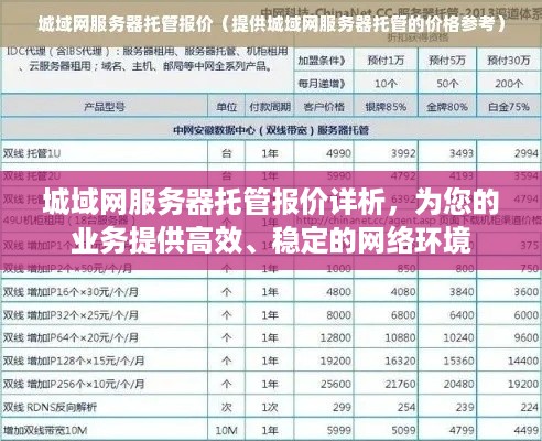 城域网服务器托管报价详析，为您的业务提供高效、稳定的网络环境