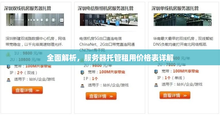 全面解析，服务器托管租用价格表详解