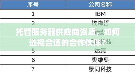 托管服务器供应商资质，如何选择合适的合作伙伴？