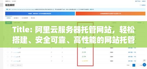 Title: 阿里云服务器托管网站，轻松搭建、安全可靠、高性能的网站托管解决方案