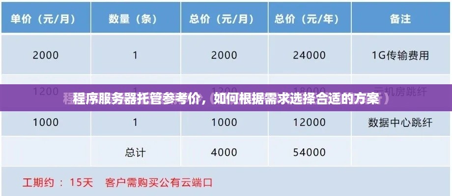 程序服务器托管参考价，如何根据需求选择合适的方案