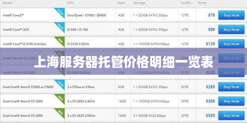 上海服务器托管价格明细一览表