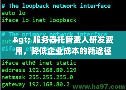 > 服务器托管费入研发费用，降低企业成本的新途径