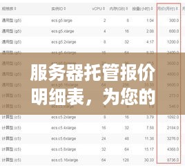 服务器托管报价明细表，为您的业务提供稳定可靠的计算支持