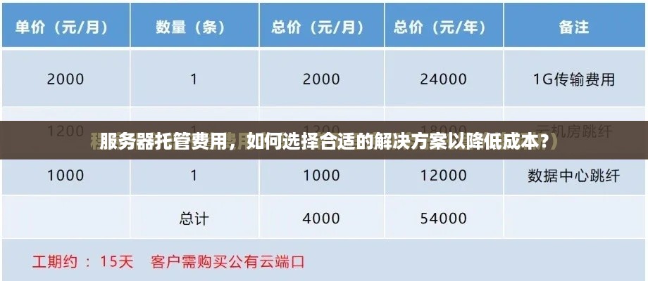 服务器托管费用，如何选择合适的解决方案以降低成本？