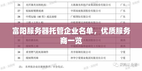 富阳服务器托管企业名单，优质服务商一览