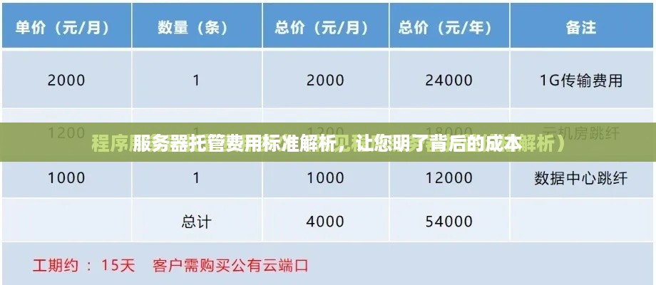 服务器托管费用标准解析，让您明了背后的成本