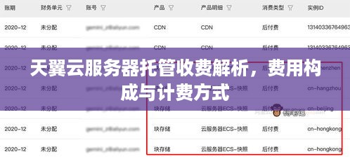 天翼云服务器托管收费解析，费用构成与计费方式