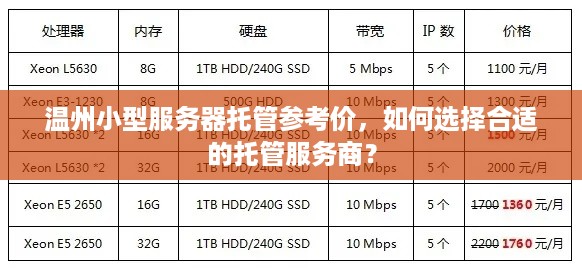 温州小型服务器托管参考价，如何选择合适的托管服务商？