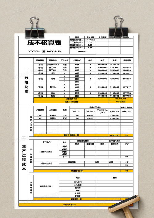 托管服务器成本核算表模板，全面掌握服务器运行成本