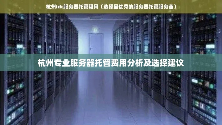 杭州专业服务器托管费用分析及选择建议