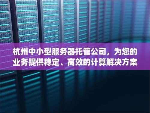 杭州中小型服务器托管公司，为您的业务提供稳定、高效的计算解决方案