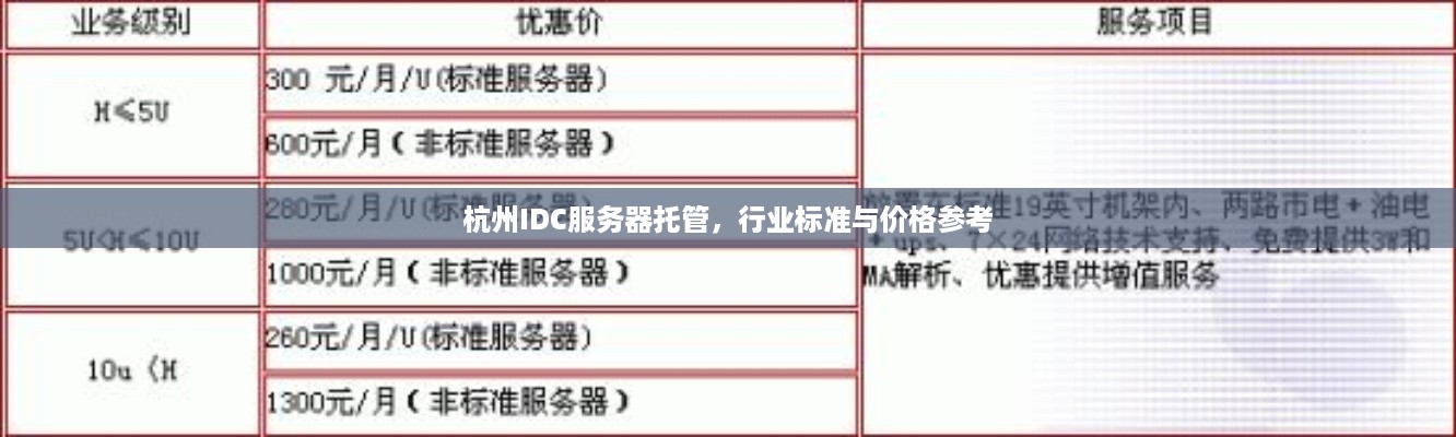 杭州IDC服务器托管，行业标准与价格参考