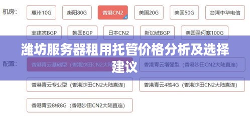 潍坊服务器租用托管价格分析及选择建议