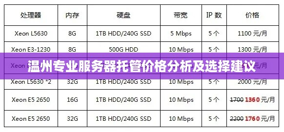 温州专业服务器托管价格分析及选择建议