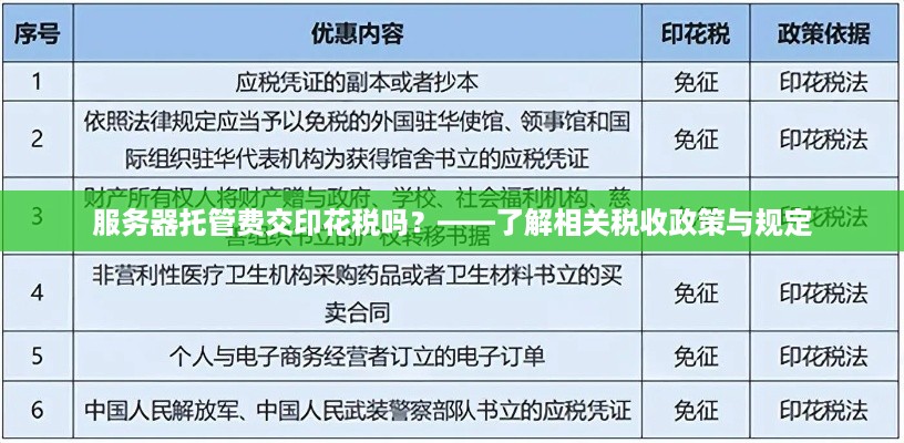 服务器托管费交印花税吗？——了解相关税收政策与规定