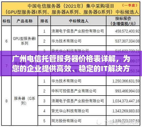 广州电信托管服务器价格表详解，为您的企业提供高效、稳定的IT解决方案