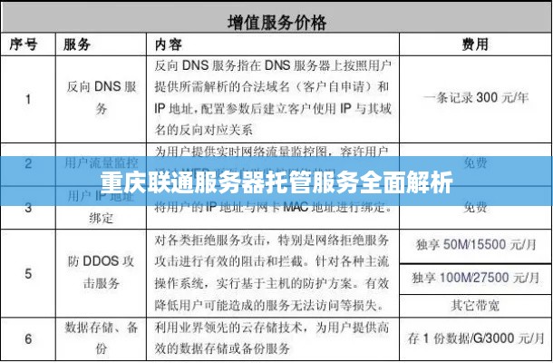 重庆联通服务器托管服务全面解析