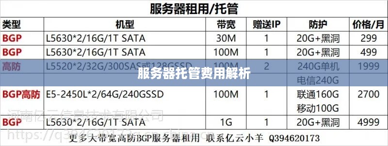 服务器托管费用解析