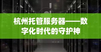 杭州托管服务器——数字化时代的守护神