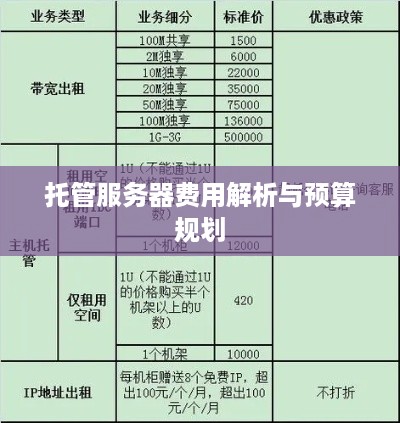 托管服务器费用解析与预算规划