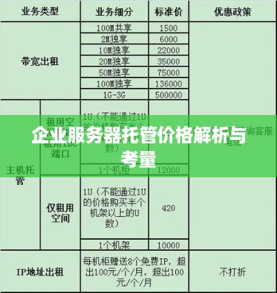 企业服务器托管价格解析与考量