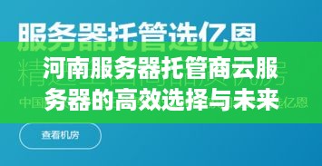 河南服务器托管商云服务器的高效选择与未来展望